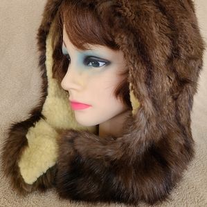 Real Fur Womens Wrap Bonnet